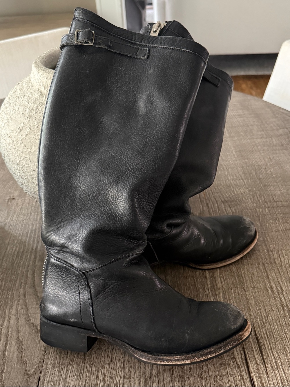 Ash Equestrian Boots Black Leather 38